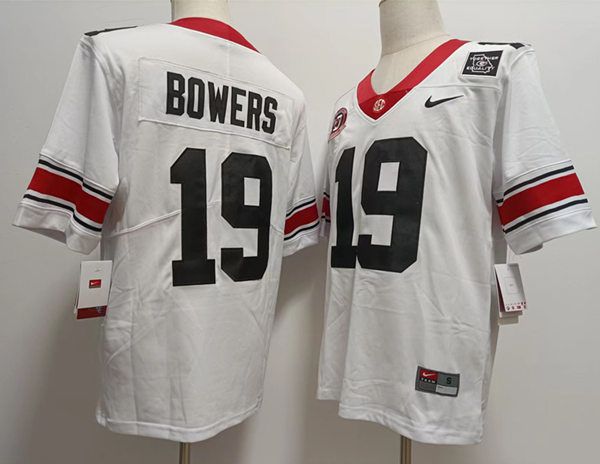 Men Georgia Bulldogs #19 Bowers White Nike 2025 NCAA Jersey style 1->ncaa teams->NCAA Jersey